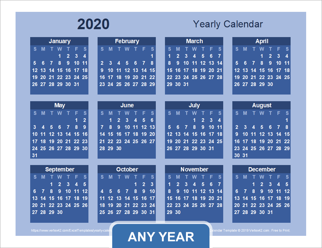 Year Calendar Template (Bold Theme)