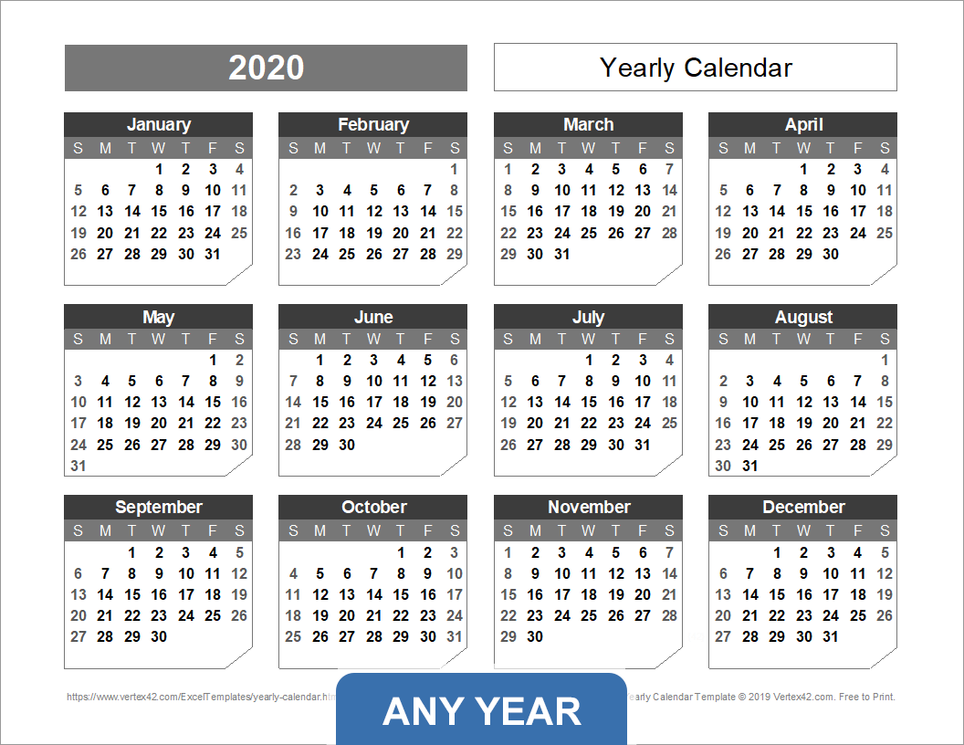 Year Calendar Template (Chamfer Theme)