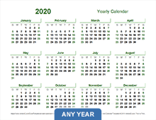 Yearly Calendar Template (Light theme)