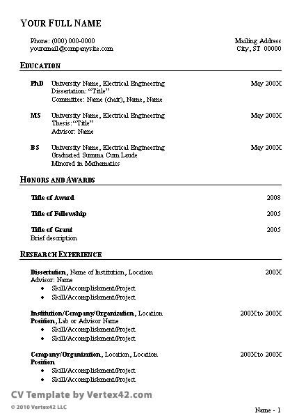 Simple Cv Template Word For Students