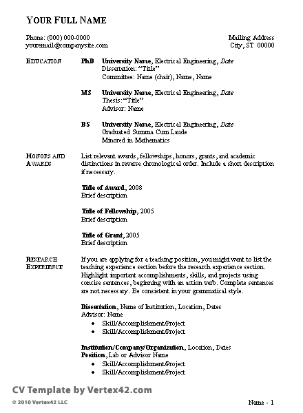 Example Of Cv In English For Students