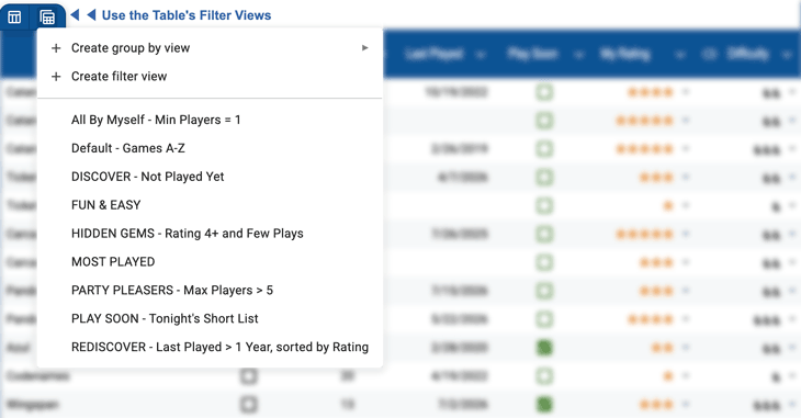 Game Collection Filtered Views