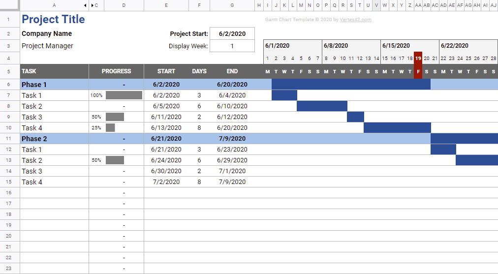 Vertex42 Gantt Chart Template